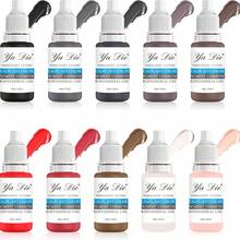 10 piezas de pigmento de maquillaje permanente para cejas y labios, coloración de maquillaje profesional, 0.5oz (15ml) - Multicolor - Ver 1