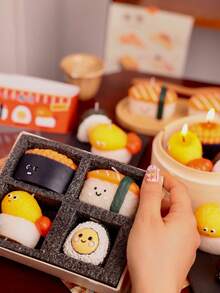 1 Set Japanese Sushi Scented Candles, Romantic Atmosphere Decor, High-End Photoshoot Props, Suitable For Holidays, Festivals, Valentine's Day, Ramadan, Easter, Mother's Day, Christmas, Halloween, New Year, Memorable Gifts For Family And Friends - Multicolor - View 5