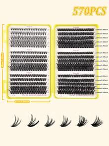 600/300pcs D-Curl Fluffy & Thick False Eyelashes Set, Includes Beginner-Friendly Eyelash Tutorial, Layered DIY Segmented False Lashes, Magnifier, Reusable High-Capacity Single Lash Kit, Soft & Natural Mixed Lashes, Suitable For 3D Makeup, Home, Travel, Daily, Party, Wedding - D - 查看 4