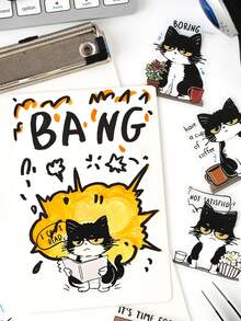 20张/包可爱卡通猫咪语录贴纸，适用于微景观、口袋、行李箱、笔记本电脑、水瓶、手机壳、冰箱、墙壁、头盔、橱柜、床、吉他、教室等装饰，学习用品，教师配件 - 均碼 - 查看 10