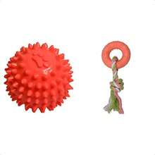 Juguete d Pelota de Caucho Spiny para Perro + Juguete Cuerda con Aro de Caucho para Perro - como en la foto - Ver 5