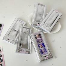 韩式闪亮星星Kpop小卡夹银色全息卡套 - 可爱星星装饰专辑，偶像粉丝必备 | 时尚3x4照片卡收纳