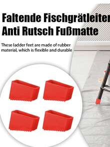 2/4pcs Heavy Duty Anti-Slip Rubber Ladder Feet - Universal Replaceable Safety Grip Caps, Suitable For Extension Ladders, Durable For Home And Industrial Use, Red, Ladder Safety Accessories, Textured Non-Slip Surface, Secure Fit Design