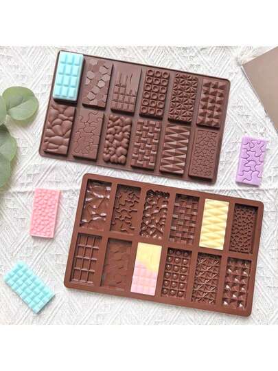 1pc Silicone Chocolate Mold, Non-Stick Square Grid Baking Tray, Suitable For DIY Chocolate, Waffle, Fondant Cake Decoration - Kitchen & Candy Making Tool