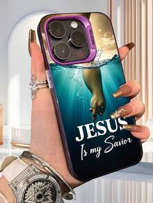 Christian Jesus Is My Savior Print Phone Case For IPhone  Religious Style Protective Cover For Women Men - Purple - View 2