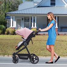 Cochecito de bebé convertible, cochecito infantil de paisaje alto, cochecito de cochecito modo moisés, cochecito ajustable, cochecito plegable de aleación de aluminio antigolpes para recién - Rosa - Ver 4