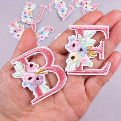 1 Set Embroidered Patch Kit, Includes Floral & Letter Appliques, Iron-On Or Sew-On, Elegant Embroidered Floral Monogram, For DIY Jacket, Coat, Backpack Decor, Scrapbooking, Gifts