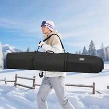 Ski Roller Bag, Up To 74.8 In/190 Cm, Padded Snowboard Bag With Wheels For Air Travel, 600D Waterproof Oxford Fabric, With Adjustable Straps, For Skis Poles Goggles Gloves Helmet Boots (Black) - Túi đựng ván trượt tuyết 190cm màu đen - Xem 10