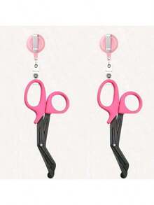 1把不锈钢创伤及绷带剪，带1个可伸缩徽章卷轴，3种颜色可选（粉色、黑色、紫色），小巧便携，适用于医疗和一般用途。 - 彩色 - 查看 20