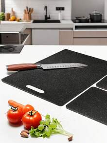 Marble-Patterned Chopping Board Set, Kitchen Food Prep Board, Cooked/Uncooked Separation, Household Fruit Cutting Board, Children's Food Prep Board - 黑色 1 件 - 查看 5