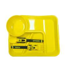 3件套儿童餐具套装，幼儿餐具勺子和叉子，儿童独立进食分隔餐盘，积木造型餐具套装，儿童耐用易清洗餐具套装，家用厨房喂食勺，餐盘，学校午餐餐具，可爱卡通勺子（黄色/蓝色/橙色） - 彩色 - 查看 11