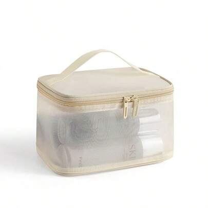 Black Beige Gray Waterproof Makeup Toiletry Bag – Lightweight Durable Large Capacity Organizer, Easy Portable For Multi-Scene Daily Travel Storage(1pc)