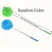 1个可伸缩吊扇除尘掸，带可调节手柄和滑动锁扣，可拆卸刷头，羽毛掸附件，可机洗，适用于房车、家庭、卧室、浴室、厨房的天花板和玻璃清洁。