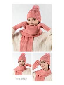 TendenciaGorro Bufanda Conjunto Para Frio Invierno Tejido Lana  MujerCalidad premium - Beige - Ver 3