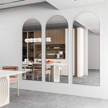 CASSILANDO Full Length Mirror 64"*21" Floor Mirror, Standing Mirror Smooth Arched Top Mirror, Large Arched Mirror, Bedroom Living Room Wall Mirror, Black,Gold - 銀色 - 查看 7