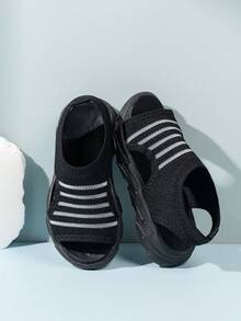 1 Pair Kids Fashion Sports Sandals, Boys And Girls Indoor/Outdoor Casual Shoes, Versatile For Summer - Black - View 3