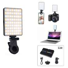 1个90颗LED高功率可充电夹式自拍补光灯，M140RGB彩色摄影灯，M140三色自拍灯，便携式可充电视频灯，夹式LED灯，360°可调节，适用于智能手机、相机、笔记本电脑、平板电脑，可用于自拍、视频会议、照明、化妆、Vlog等，1800mAh电池 - 彩色 - 查看 4