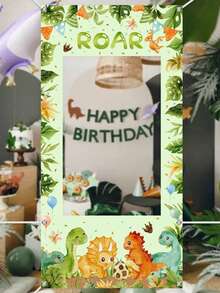 1 Set de Decoración de Marco de Fotos con Patrón de Dinosaurio Verde, Adecuado para Cumpleaños, Boda, Fiesta, Decoración de Fondo de Fotos, Decoración de Fondo de Fiesta, Baby Shower - animales dinosaurios - Ver 5
