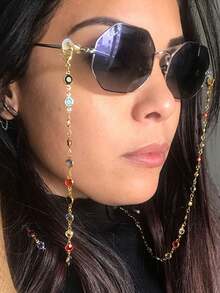 Boho Acrylic Rhinestone Mask Strap And Eyeglasses Chain For Women, Lightweight And Durable With Anti-Lost And Anti-Slip Design. Multi-Purpose Eyewear Cord Can Be Used As Glasses Chain, Mask Lanyard, Or Fashion Accessory. Stylish And Functional, Perfect For Daily Commute, School, Travel, Parties, Or Casual Outfits. Keeps Glasses Or Masks Secure While Adding A  Touch. Versatile And Decorative Accessory, Ideal As A Creative Gift Or Everyday Wear To Enhance Any Outfit. - Vàng - Xem 1
