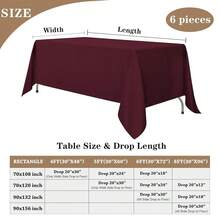 Fitable Elegant Rectangle Table Clothes, 6 Pack - 90 X 132 Inch, Burgundy - Reusable And Washable Tablecloths, Polyester Fabric Table Covers For Wedding, Party, Banquet, Formal Events - 6Pack90x132In - View 6