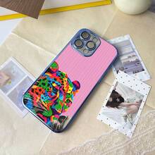 Abstract Art Neon Leopard Pink Background Phone Case, Full-Coverage Lens Electroplated TPU Phone Case, Exquisite Electroplating Process, Built-In Lens Protector For Scratch And Dust Protection, High-Definition Transparent Back Panel, Material: TPU + Lens Protector, Suitable For IPhone 17, 16, 15, 14, 13, 12, 11 Plus, Pro, Pro Max, And Air. Perfect Gift For Friends, Loved Ones, Or Yourself. - Gold - View 5