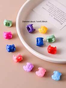 80个新款彩色花朵串珠发夹，小巧甜美公主风迷你发夹，多功能无损刘海装饰发饰，爪夹，发夹，发卡，头饰，发卡 - 彩色 - 查看 3