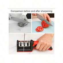 3-In-1 Knife Sharpener Edge Tool, Tungsten Steel Knife Sharpening Tool For New Knives, Making Dull Kitchen Knives Sharp Again - Silver - View 4