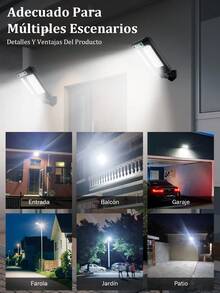 Luces solares al aire libre a prueba de agua, luces solares de la calle con sensor de movimiento,3 modos , control remoto solar de inundación luces de segurida d, lote de estacionamiento solar de iluminación comercial para Yard Camino Jardín puerta principal - 2 piezas - Ver 8