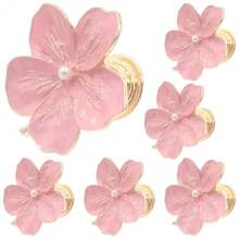 Geesatis Cabinet Knobs, Flower Metal Knobs For Drawer, Dresser, Kitchen Cabinet, Closet Door Pulls, Mounting Screws, Pink,6PCS 1.7inch - 粉紅色--6件裝 - 查看 2