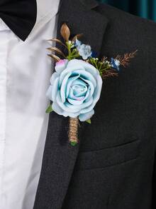 1枚/6枚优雅玫瑰与满天星胸针，适合新娘、新郎、伴娘、伴郎、婚礼、毕业典礼、派对、活动等场合佩戴。 - A - 查看 7