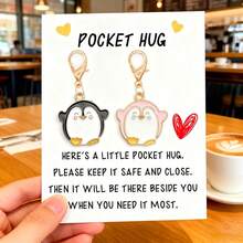 1pc Penguin Keychain Pendant, Zinc Alloy Oil Drop Charm, Bag Hanging Accessory With Gratitude Card - Multicolor - View 9