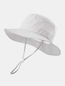 儿童渔夫帽，夏季透气遮阳帽，适合6个月至3岁儿童，可调节下巴带，宽檐沙滩帽 - 1PC - 查看 19