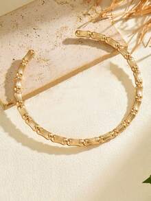 1 chiếc vòng cổ choker kim loại tối giản thời trang hình nút tre dành cho nữ, đa năng cho đeo hàng ngày, hẹn hò, đi chơi, dự tiệc, phụ kiện trang sức mới. - Vàng - Xem 6