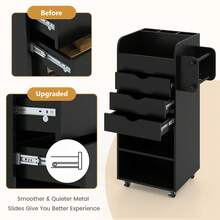 COSTWAY Mobile Rolling Storage Cart With 3 Drawers 2 Shelves And 2 Dowel Rods, Black - 黑色 - 查看 3