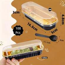 CYPN100Pcs Moldes para Hornear MIni Moldes de Aluminio con Cucharas y Tapas Ideal para Pan Pastel Brownies HornearFashion - 222561359 - Ver 8