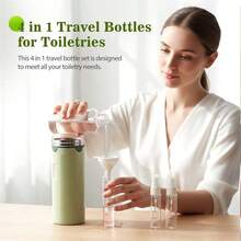 4-In-1 Travel Dispenser Bottle Set, Portable Travel Cosmetic And Lotion Dispenser Bottles, Leak-Proof Portable Containers, Suitable For Shampoo, Lotion, Conditioner, Face Cream, Skincare Products And Toiletries - Multicolor - View 8