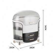 LIVINGANDHOME Living And Home Women's Fashion Luxury Makeup Storage Box,Large Capacity Cosmetic Storage Case,Skincare Display Case,Dressing Table Dustproof Waterproof Makeup Storage Organizer For Lipstick,Makeup Brushes,Skin Care Product,Jewelry - White - View 13