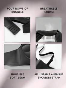 Women's Seamless Wireless Bra, Strong Lift And Gather, Designed For Larger Busts, Comfortable Backstrap Design, Prevents Sagging - Black - View 7