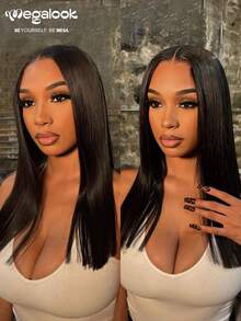 MEGALOOK 6x5蕾丝无胶假发，100%真人发，180%密度，预拔毛预剪发片，直发假发，轻盈发网，12A沙龙级漂白，细小发结 - SNatural - 查看 2