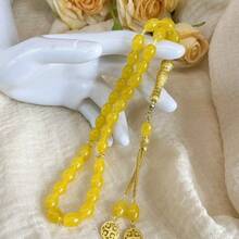 1pc 33pcs Oval Glass Bead Bracelet, Classic & Elegant, Suitable For Men's Daily Wear, TASBIH