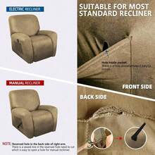 Trugenix-Recliner Sofa Covers - Leather Like Recliner Sofa Covers 3 Seater Recliner Couch Covers For 3 Cushion Couch 8 Pieces Washable Stretch Reclining Sofa Slipcovers (Brown)-GP - 01-芥末 - 查看 3