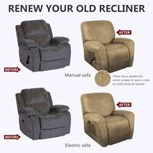 Trugenix-Recliner Sofa Covers - Leather Like Recliner Sofa Covers 3 Seater Recliner Couch Covers For 3 Cushion Couch 8 Pieces Washable Stretch Reclining Sofa Slipcovers (Brown)-GP - 01-芥末 - 查看 8