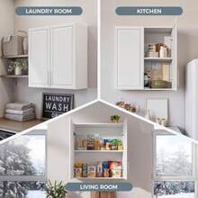 60" W Laundry Room Wall Cabinet With Adjustable ShelfWall Mounted Kitchen Cabinets With Two Shaker Doors Upper Storage For Laundry Room Bathroom Kitchen - 30"W X 2pcs - View 5
