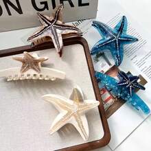 Pinzas para el cabello con garra de estrella de mar. Estilo de verano único e casual. Acetato, hecho a mano. Alta calidad. Moda: moda. OWI8 - Azul - Ver 7
