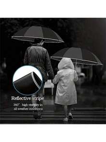 Fully Automatic Heavy Rain Resistant UV Protection Windproof Flame Resistant Shape-Retaining Reflective Stripe Heat Insulation Umbrella For Rainy Day