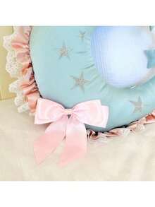 1pc Soft Blue Starry Dream Throw Pillow, Dreamy And Romantic With Moon & Star Elements, Fashionable And Cute INS Style Pillow, Essential For A Girl''s Room
