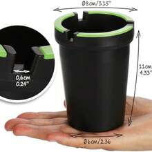 1pc Glow In The Dark Car Ashtray Cigarette Self-Extinguishing Cup Car Ash Holder Portable Truck Home Office PORTABLE ASHTRAY - Multicolor - View 8