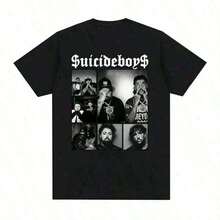 Suicideboy Era Tour Graphics Print T-Shirts For Men Harajuku Hip Hop Rock Style T Shirts Unisex Fashion Oversized Street T Shirt Tee Comfortable Comfortable - 黑色 - 查看 6