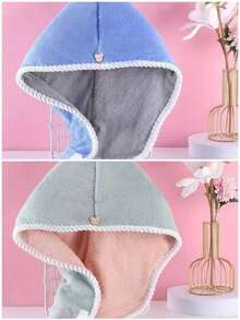 1/2pcs Double Layer Hair Drying Towel, Soft & Comfortable, Quick Absorbent & Fast Drying, Multiple Colors Available, Suitable For Autumn Decor, Holidays, Bathroom, Back To School, Salons, Hotels, Sports, Home Essential, Towel, Skincare - Multicolor - View 15