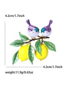 Broches de pájaro y limón esmaltados de lujo - Alfileres de animal y fruta para mujeres y unisex para fiestas casuales, accesorios de joyería, regalos para amigos, insignias y decoración - Birdie Lemon - Ver 9